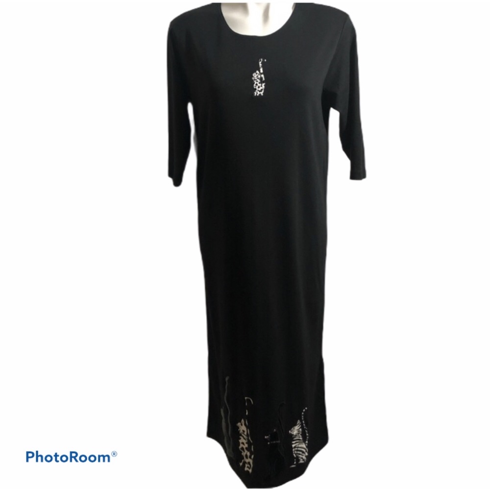 Cat Appliqué Maxi Dress Needle & Thread S Black Cat Lady Knit